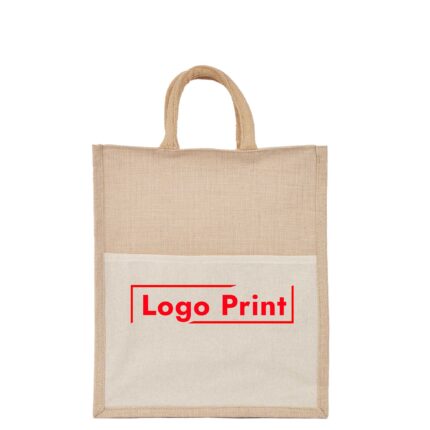 Durable Juco Burlap Tote with Canvas Pocket